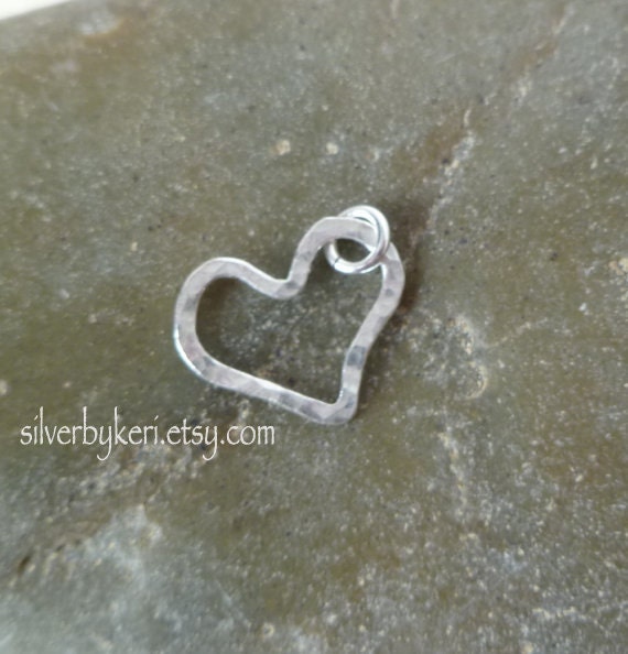 Heart Charm - Silver Heart - Hammered Fine Silver - MEDIUM HEART CHARM