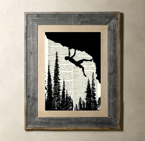 Rock Climber - Printed on a Vintage Dictionary Page 8X10