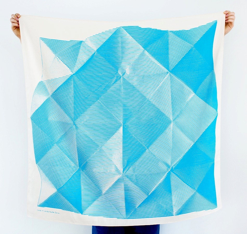 Folded Paper Furoshiki Blue .  "Furoshiki" Japanese multi wrapping cloth and scarf.