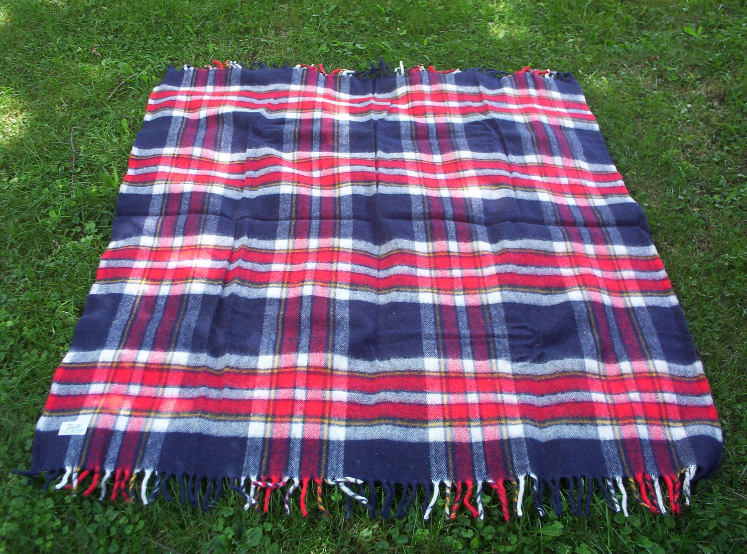Vintage Faribo Throw/Blanket, Plaid Americana, Treasury Item