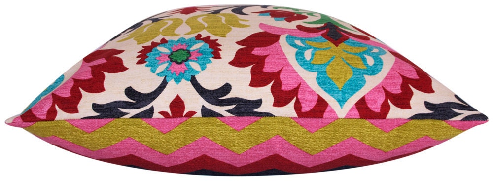 Colorful Floral Chevon Throw Pillow Cover Lumbar 12x20 Decorative Pillow - Featured in Etsy Finds, Cinco de Mayo Collection