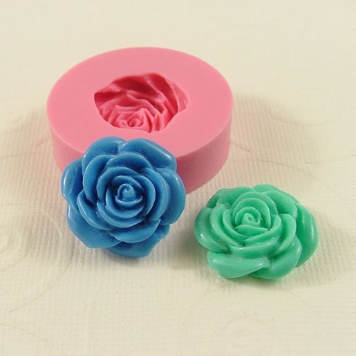 Rose Flower Mold Cabochon Mould (21mm) for fondant chocolate resin pmc polymer clay mold (212)