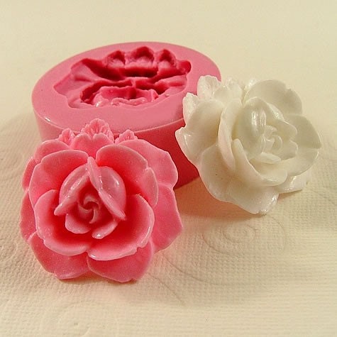Big Open Rose Cabochon Silicone Mold/Mould (35mm) for Crafts, Jewelry, fondant, chocolate, candy, soap, resin,  pmc, polymer clay) (223)