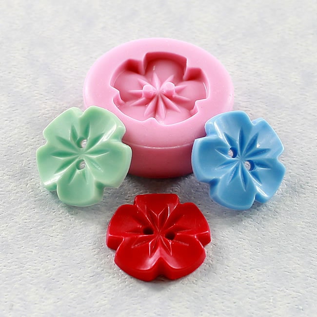 Vintage Flower Button Silicone Mold Mould Resin, Polymer Clay, Chocolate, Fondant, Candy (289)