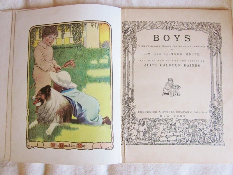 Antique Childrens Book Boys c. 1905 Color Plate Illlustrations