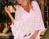Stretch Lace Tunic - Pink Beach Cover-up