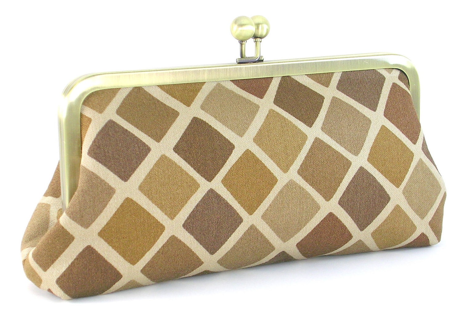 Brown Caramel Diamond Mosaic Clutch Handbag by Bagboy