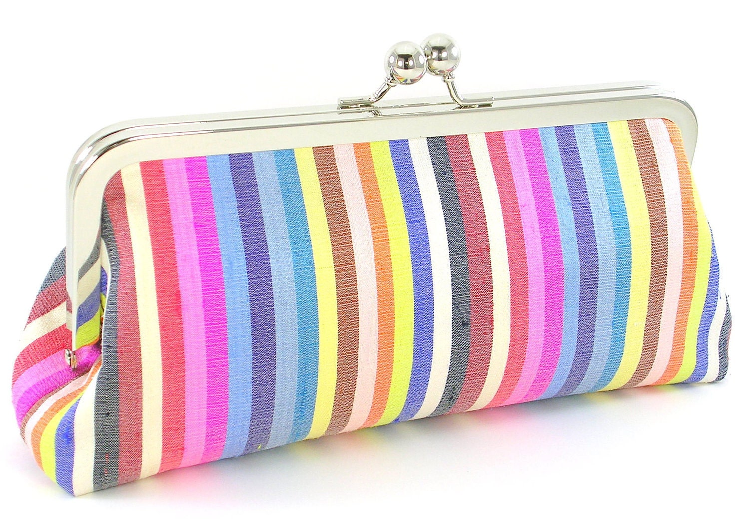 Striped Silk Red Pink Blue Yellow Bridesmaids Wedding Clutch Bagboy