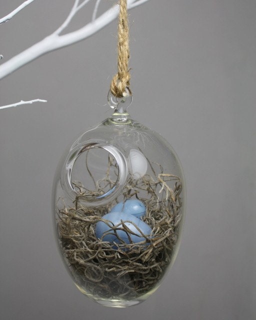 hand blown glass bird nest
