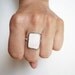 Big Shell Ring -Chunky Square White Statement in Sterling Silver