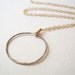 Long Necklace. Silver Circle Pendant on Long Gold Chain. Classic Style