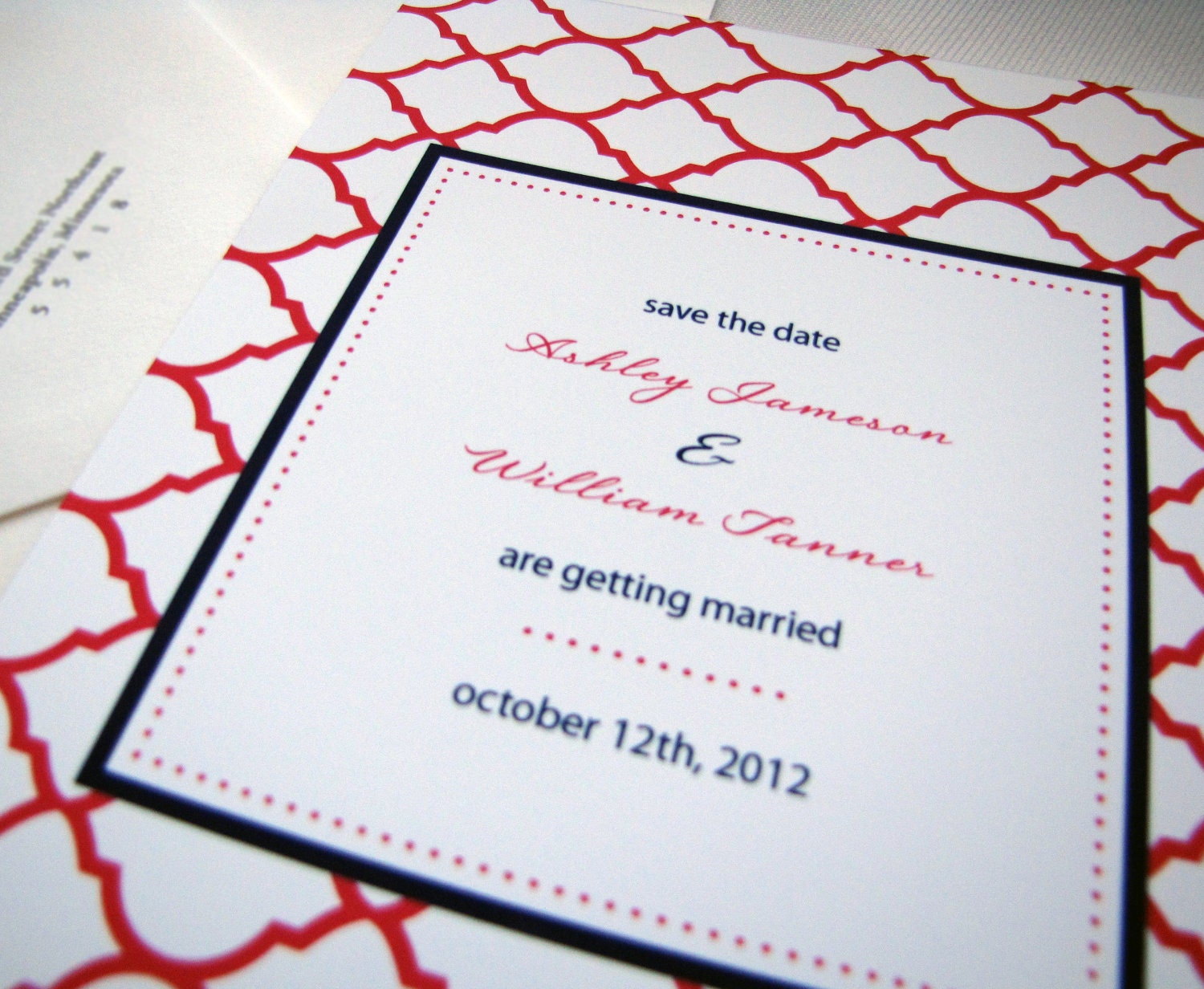 Fuchsia and Navy Save the Date or Invitation Sample