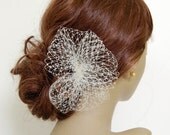 Simple Birdcage Veil Poof Comb : V008 made to order, white, ivory, or black