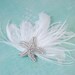 Sea Foam Feather Fascinator with Starfish Brooch : F088 made to order, white, ivory, black