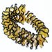 27 gradual shiny ruffles handmade lampwork disks in translucent yellow and a black stripe around