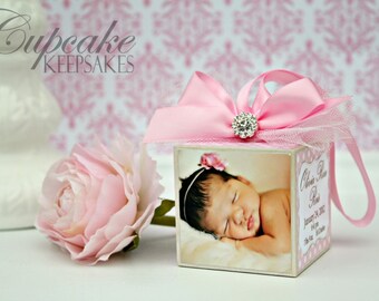 Personalized Pink Baby Photo Block Nursery Decor Keepsake
