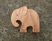 Baby Elephant Wooden Teether, Cherry - all natural wooden teether for baby, or toddler toy