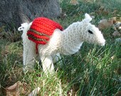 Llama Wool Toy - knit natural toy llama, alpaca stuffed animal