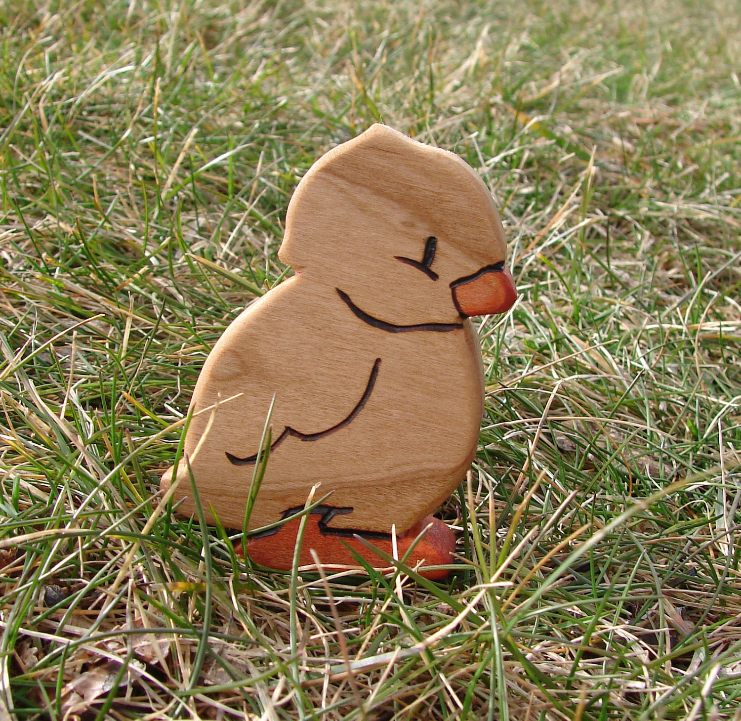 Wood Toy Chick - Cherry natural wooden toddler toys or springtime decoration