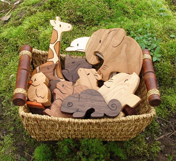 PICK ANY THREE Wooden Toy Animals - Wood Toys - all natural teethers and Waldorf toddler toys