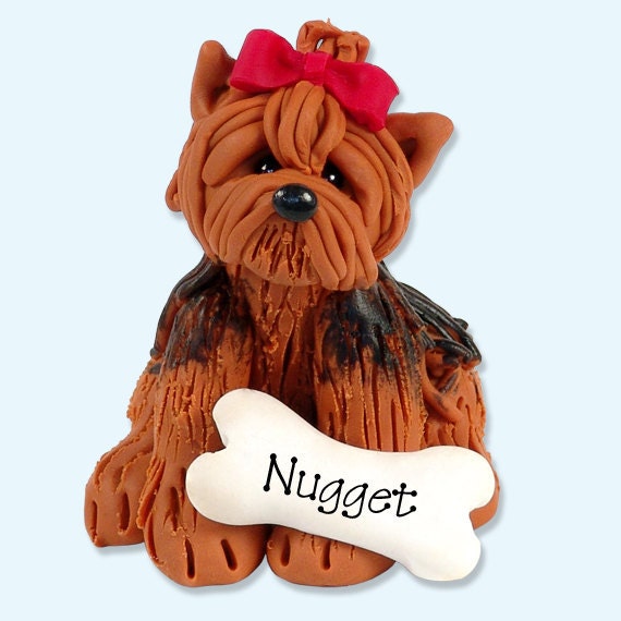 Yorkie / Dog / Puppy / Polymer Clay Personalized Christmas Ornament