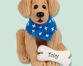 Golden Labrador Retriever / Dog / Puppy / Polymer Clay Personalized Christmas Ornament