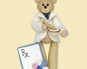 Pharmacist Belly Bear Handmade Polymer Clay Personalized Christmas Ornament