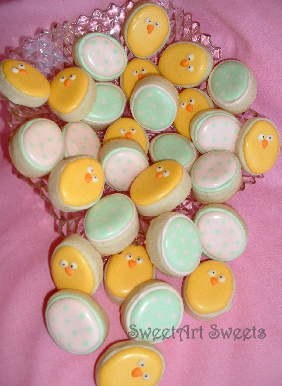 Easter cookies - mini chicks and eggs - 2 dozen