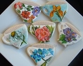 Teacup Cookies - Handpainted 'watercolor' flower cookies