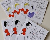 Jane Austen, set of 6 blank greetings cards: 'Pride & Prejudice' and 'Northanger Abbey'