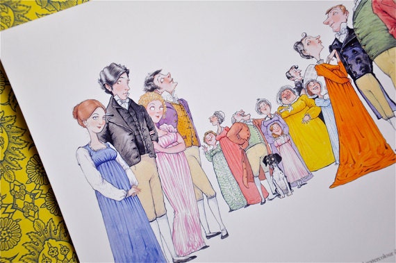 Jane Austen, 'Sense & Sensibility' literary illustration print (small)