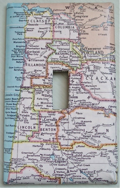 Map of Oregon Upcycled/Recycled Switch Plate