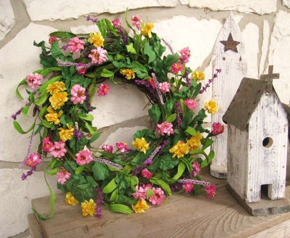 RESERVED For BUTTERCUPPP - Spring Wreath - Summer Wreath - Cottage Decor - Spring Decoration - Spring Blossoms Door Wreath