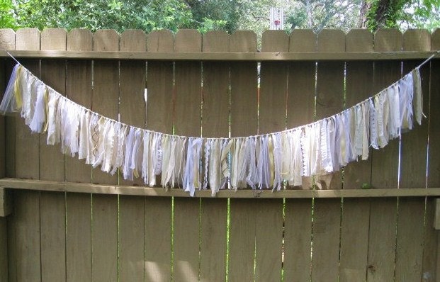Wedding Decoration, Wedding Garland, Wedding Banner, Rustic Wedding Decor, Shabby Cottage Chic, Bridal Shower Decor, Fabric Garland