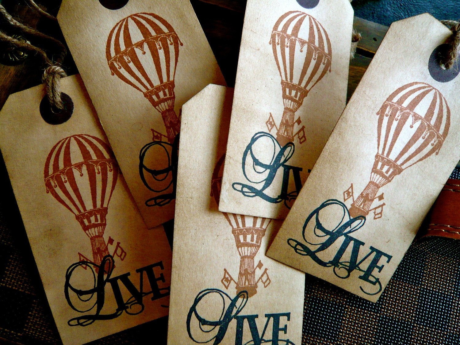 Vintage Inspired Tags - Live - Set of 5 - Jute or your your choice of satin ribbon