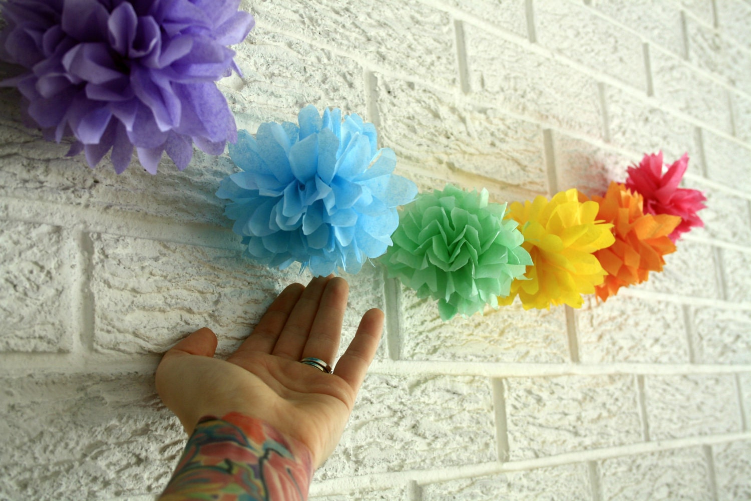 holiday decor ... Pom pom garland ... 6 Pom Garland ... DIY kit // weddings // birthdays // party decorations
