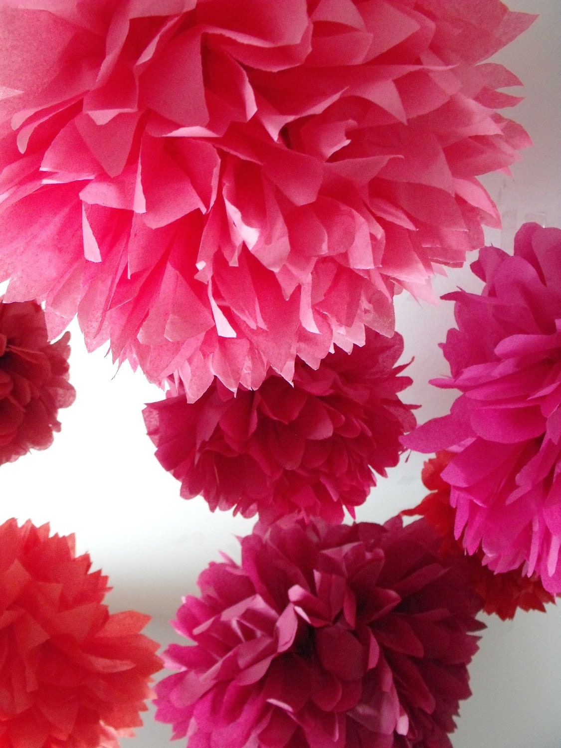 Tissue poms ... Candy Apple ... 12 Tissue Paper Pompoms - DIY Craft Kit