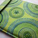 iPad 2 sleeve - hand embroidered iPad 2 cover - tablet case - lime green, blue and yellow kaleidoscope - quilt lined slim design