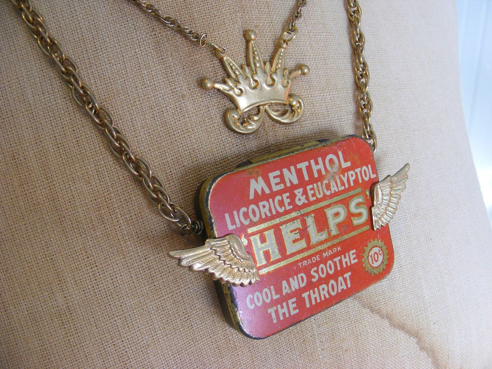 Mother's Little Helper - Vintage Upcycled Tin Necklace