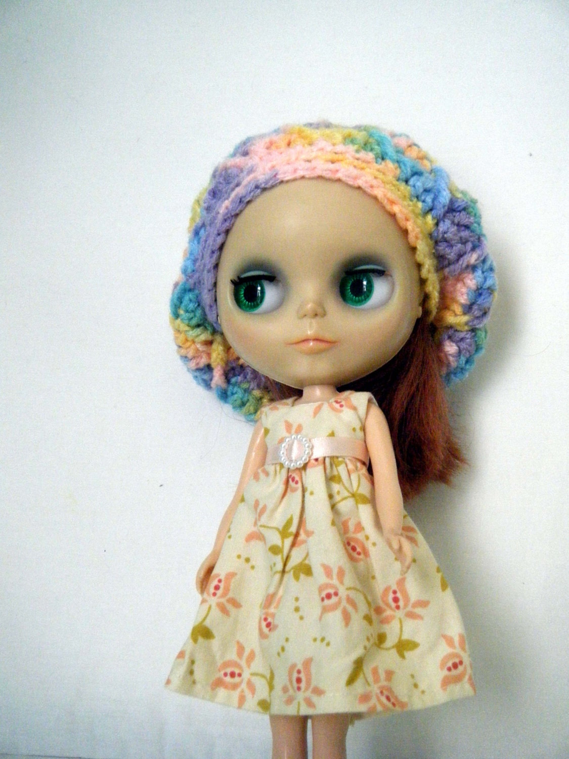 Pastel Rainbow Slouch Hat for Blythe- READY TO SHIP