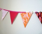 Fabric garland - Pink, brown, green and orange - 2 3/4 yds