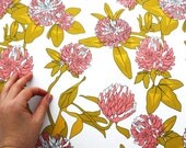 Floral fabric "Clover Flower - Pink"  Home Decor Fabric - 18x21 - ships in 7 days