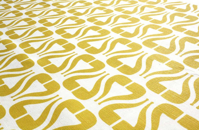 Home fabric Cotton Linen- " I Heart Pipe- Mustard" (Fat Quarter 27"x18") READY TO SHIP
