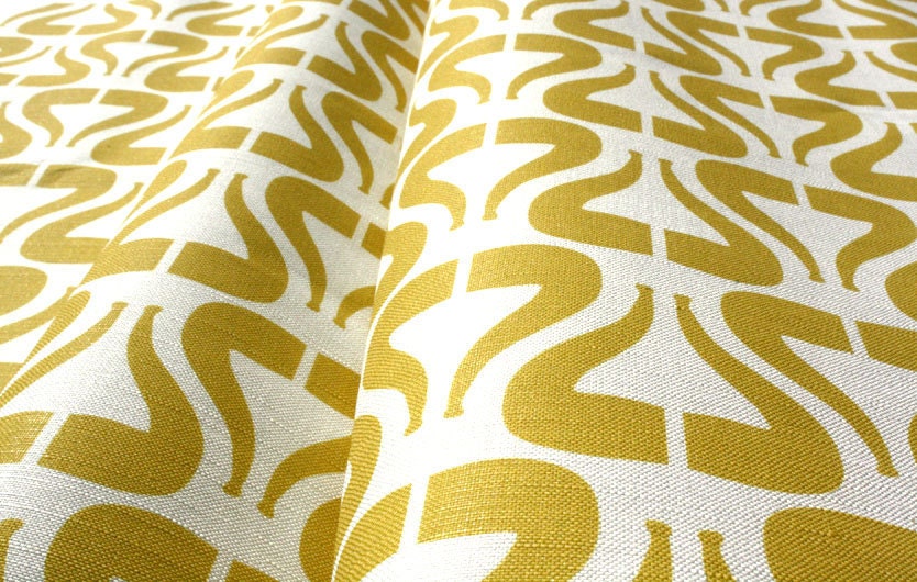 Home fabric Cotton Linen- " I Heart Pipe- Mustard" (Fat Quarter 27"x18") READY TO SHIP