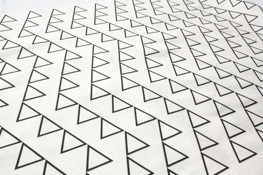 White Home decor  fabric -(27"x18" )  Fat Quarter- "Dancing Triangles" ships in 10 days