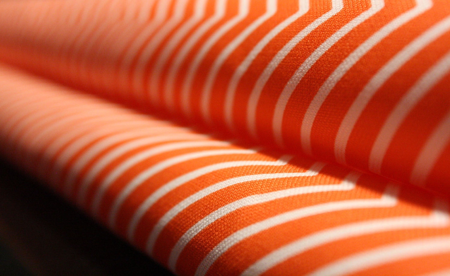 Home Fabric 1 yard- "Orange Chevron Small"  Cotton linen READY to ship