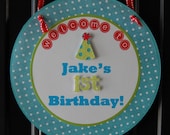 Birthday Party Welcome Door Banner, You Pick the Colors