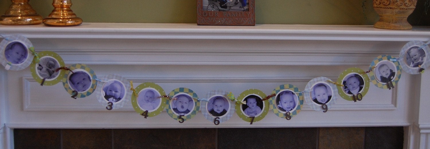 First 1st Birthday Circle Photo Banner You Pick the Colors
