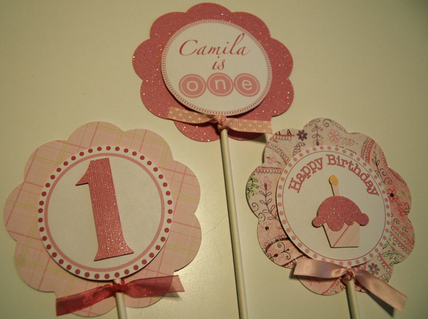 3 Birthday Party Centerpiece Picks, You Pick the Colors/Theme