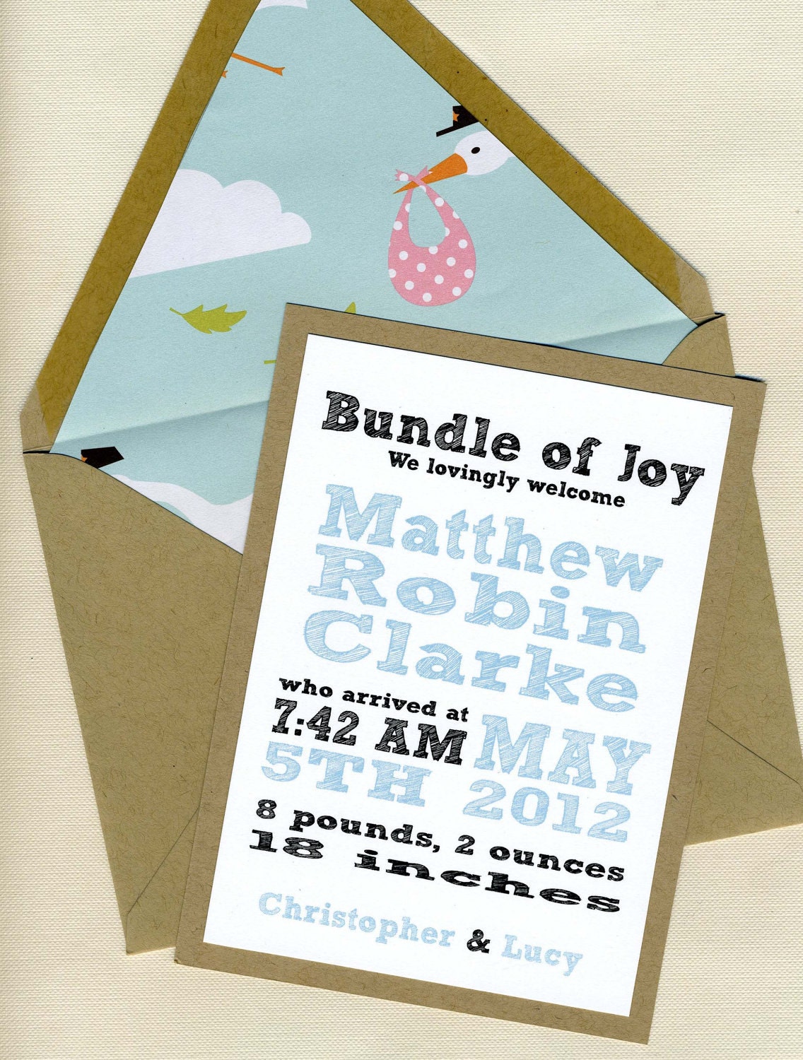 Bundle of Joy Baby Announcement